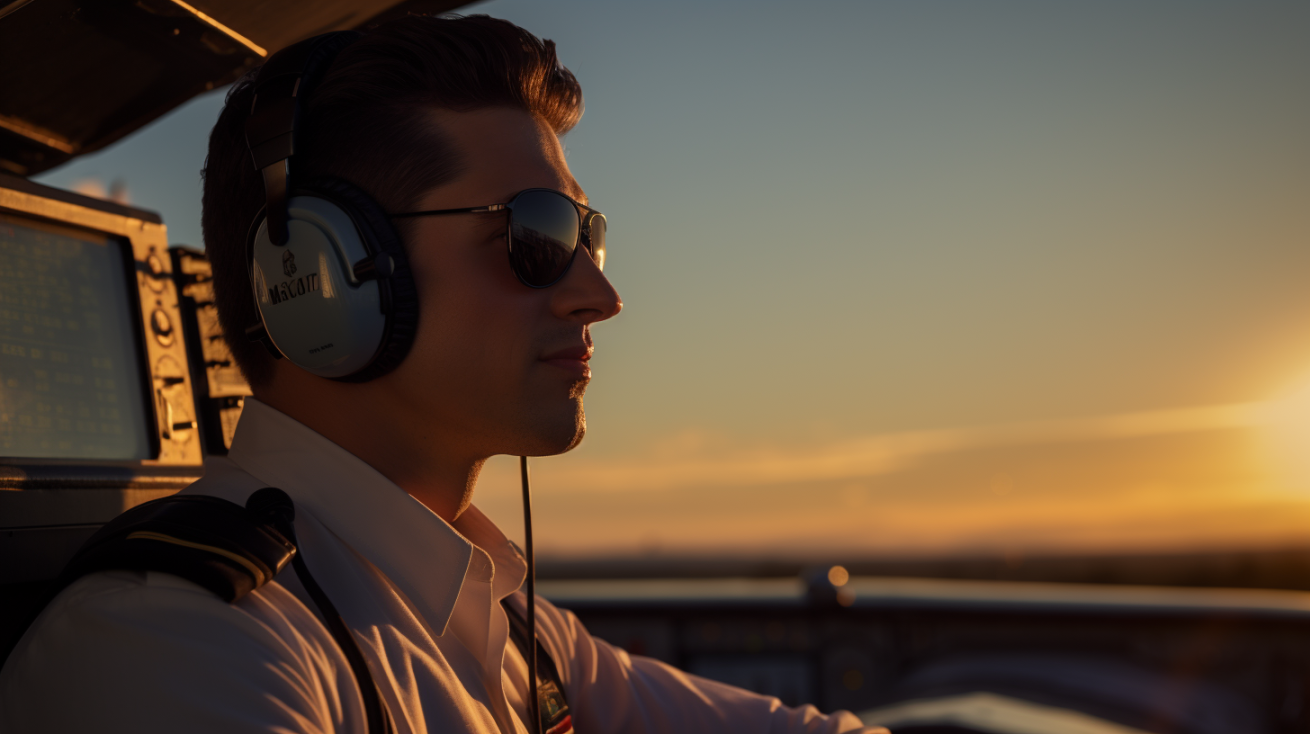 pilot with noise cancelling headphones