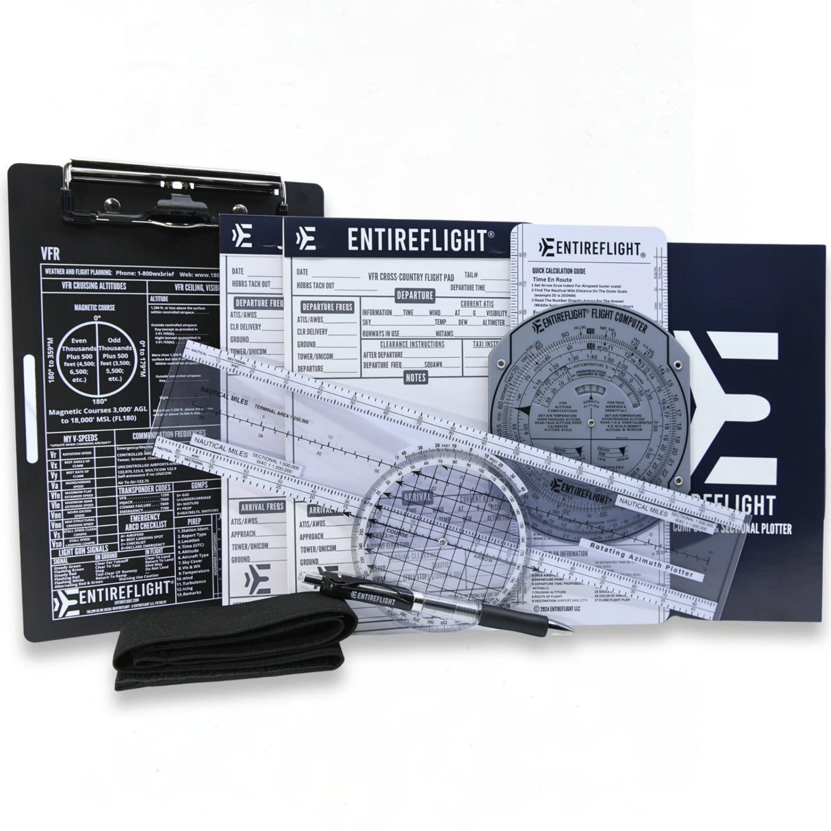 STUDENT PILOT BUNDLE - Aviation Pilot Kneeboard, E6b Flight Computer Plus Plotter & Cross Country Planning Notepad