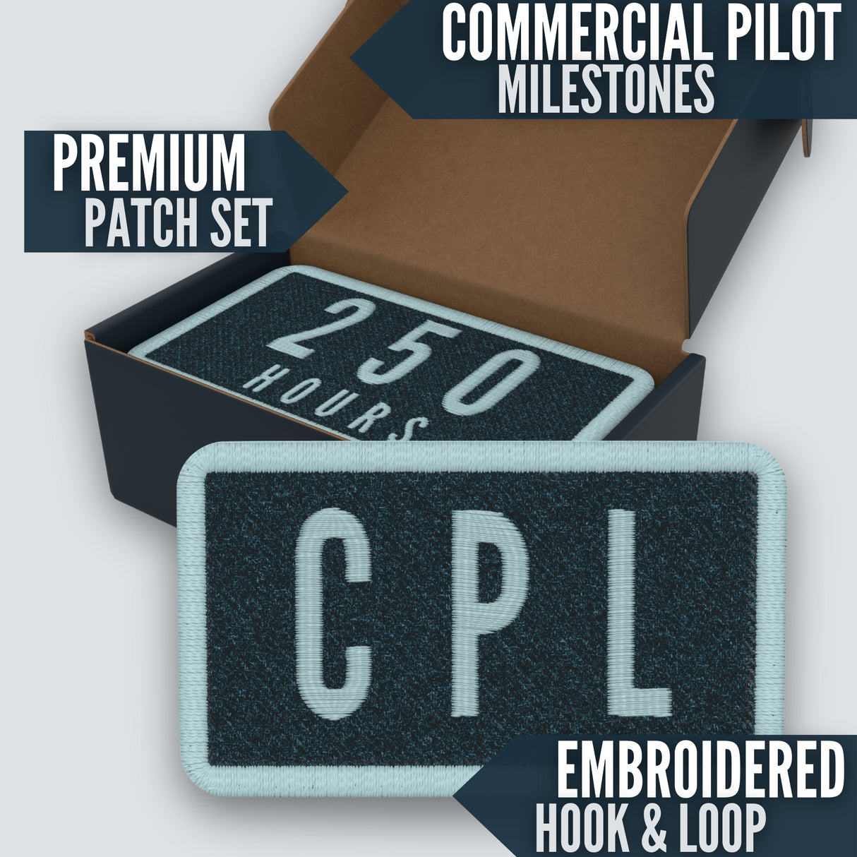 Embroidered Hook and Loop Pilot Achievement Patch Set