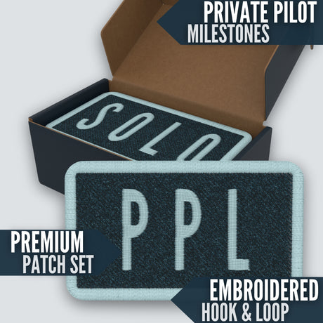 Private Pilot Milestones Patch Set, Pilot Patch Set, Hook & Loop Pilot Patch Set, Velcro Patches For EntireFlight Venture Flight Bag