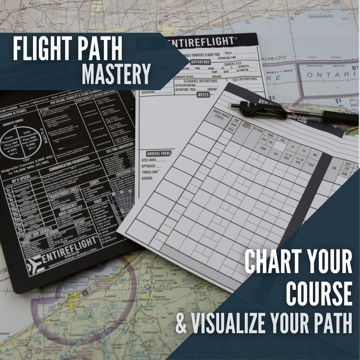 STUDENT PILOT BUNDLE - Aviation Pilot Kneeboard, E6b Flight Computer Plus Plotter & Cross Country Planning Notepad