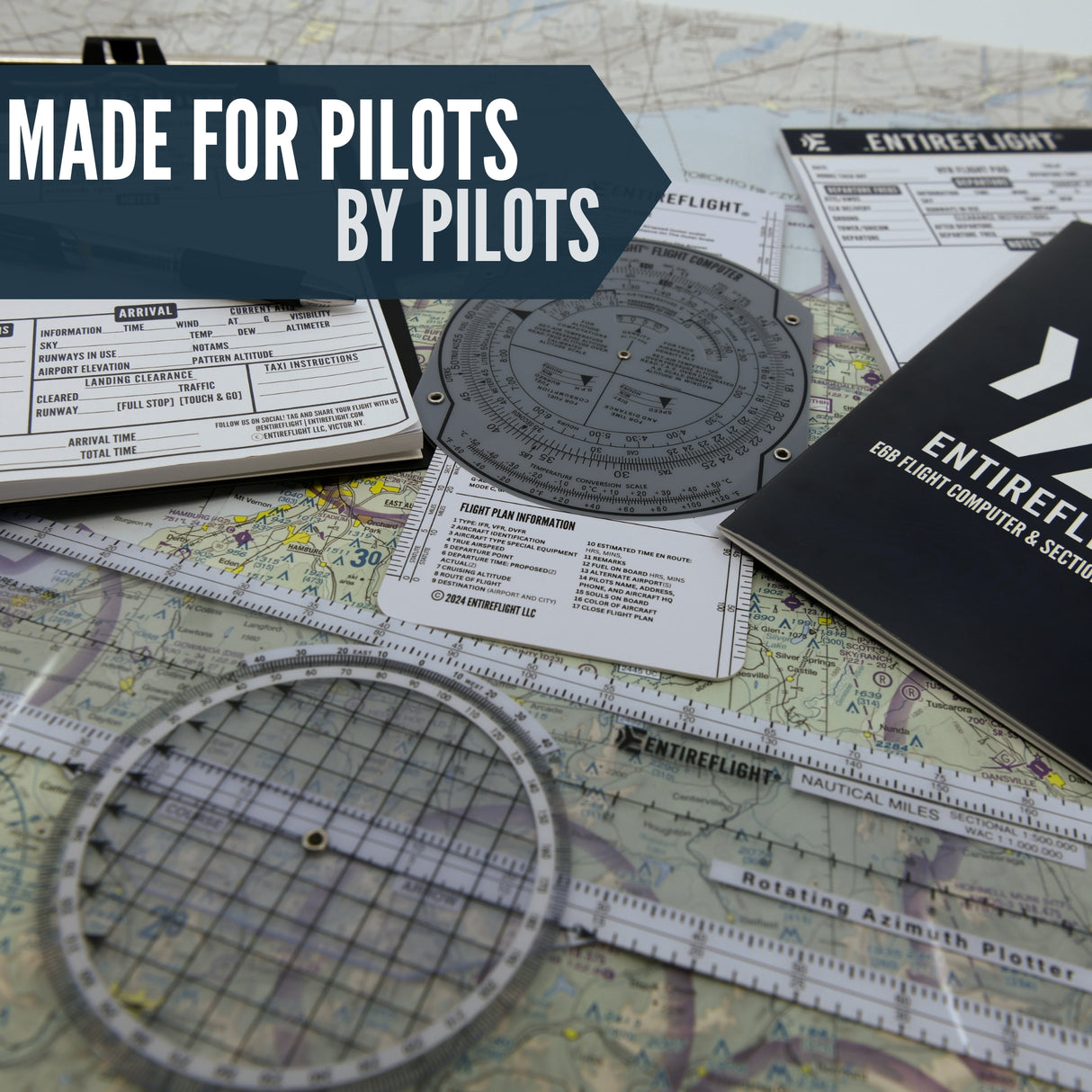 STUDENT PILOT BUNDLE - Aviation Pilot Kneeboard, E6b Flight Computer Plus Plotter & Cross Country Planning Notepad