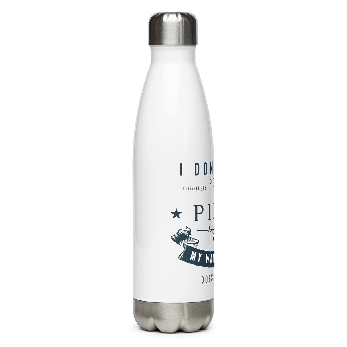 EntireFlight Stainless Steel Water Bottle Navy on White - Say You're a Pilot Without Saying You're a Pilot - Gifts for Pilots - Aviation Humor